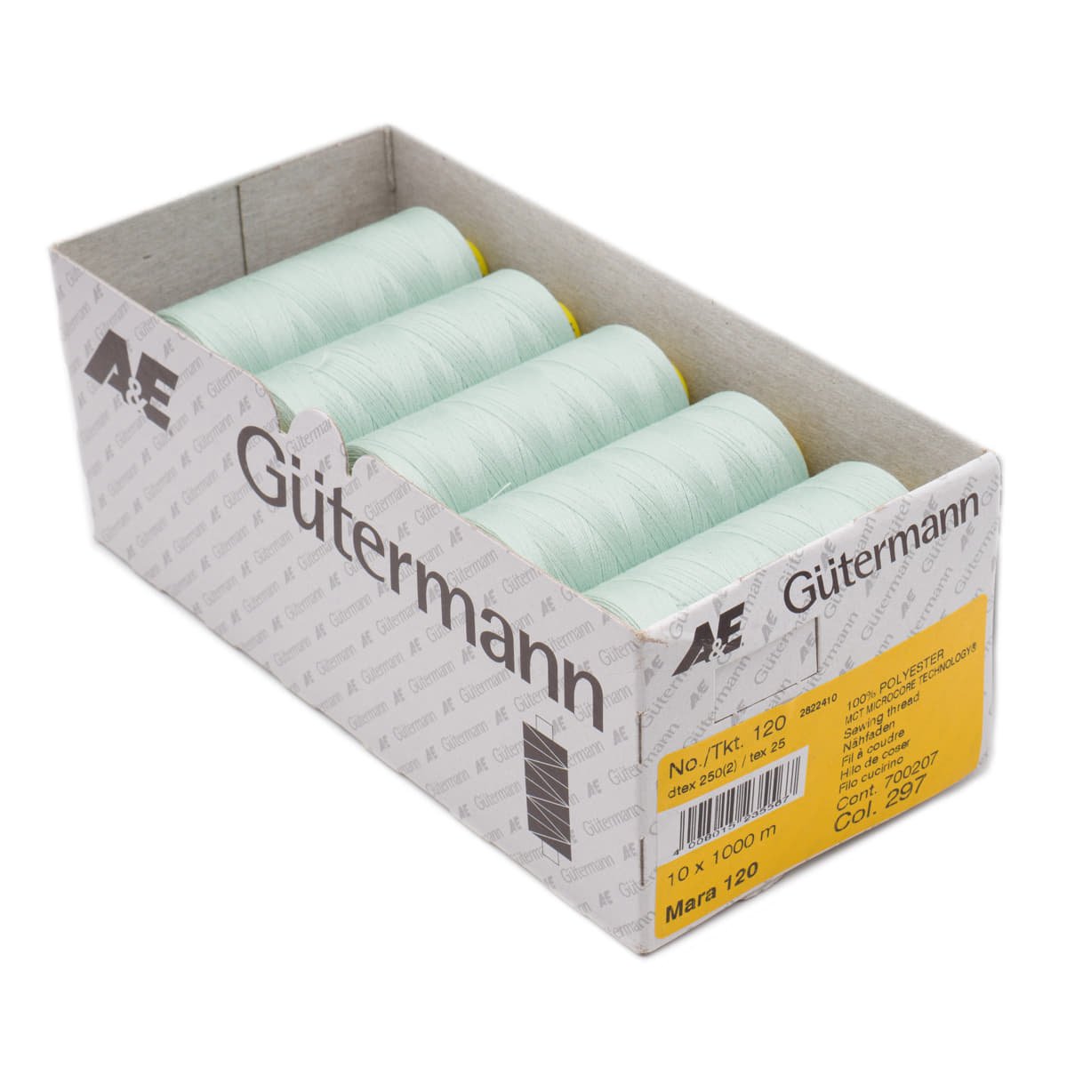 Gütermann Mara 1000m naaigaren | 297 mint | atelier box 10 stuks Naaigaren MARA - BOX - 1000M - 297