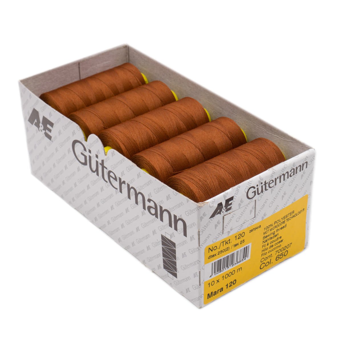 Gütermann Mara 1000m naaigaren | 650 buin | atelier box 10 stuks Naaigaren MARA - BOX - 1000M - 650 4008015236854