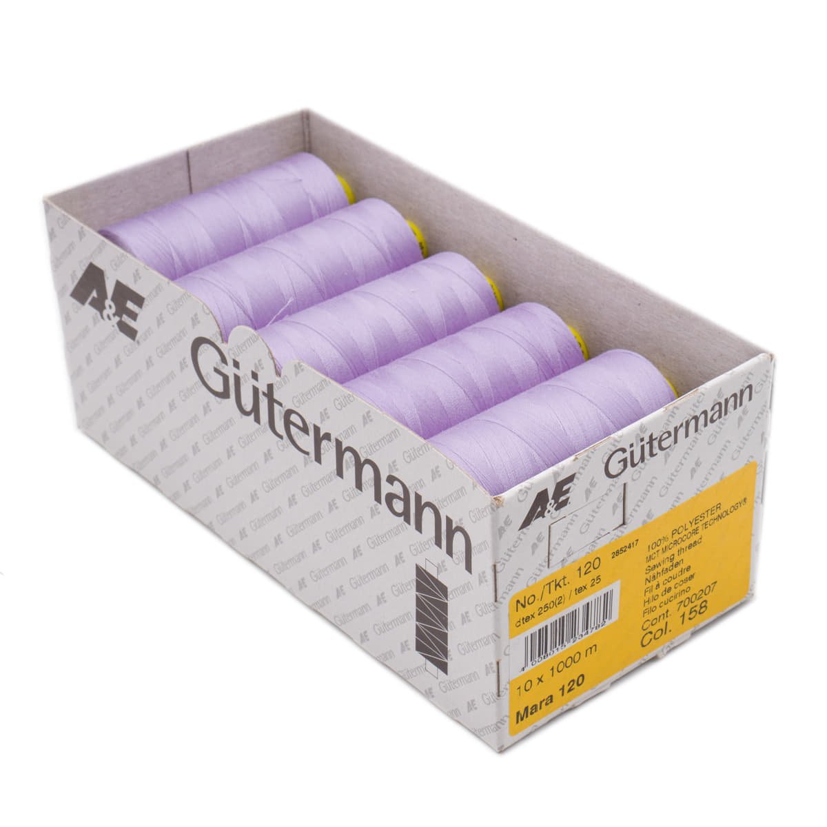 Gütermann Mara 120 1000m naaigaren | atelier box 10 stuks Naaigaren MARA - BOX - 1000M - 158 4008015234782 158 lila