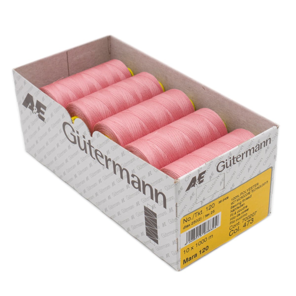 Gütermann Mara 120 1000m naaigaren | atelier box 10 stuks Naaigaren MARA - BOX - 1000M - 473 4008015236304 473 oud roze