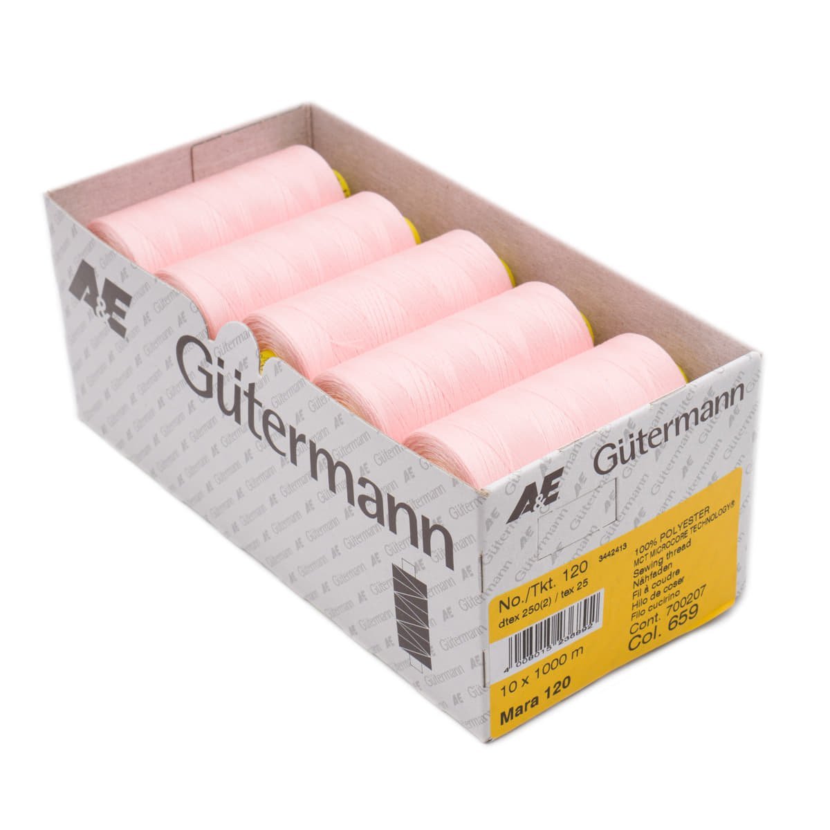 Gütermann Mara 120 1000m naaigaren | atelier box 10 stuks Naaigaren MARA - BOX - 1000M - 659 4008015236892 659 oud roze