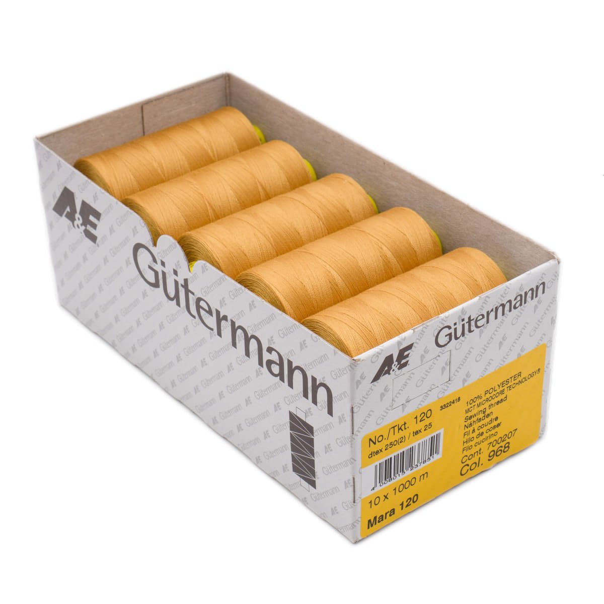 Gütermann Mara 120 1000m naaigaren | atelier box 10 stuks Naaigaren MARA - BOX - 1000M - 968 4008015237851 968 oker