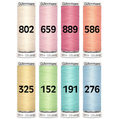 Gutermann pastel set | 8x 200 meter naaigaren naaigaren set GM - WIT - PASTEL - 8X - 200 - SET