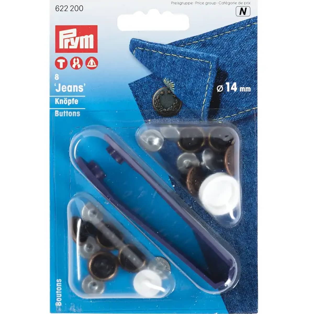 Jeans knopen set | Brons 14 mm | 8 stuks | Prym 622200 Knopen PRYM622200 4002276222007