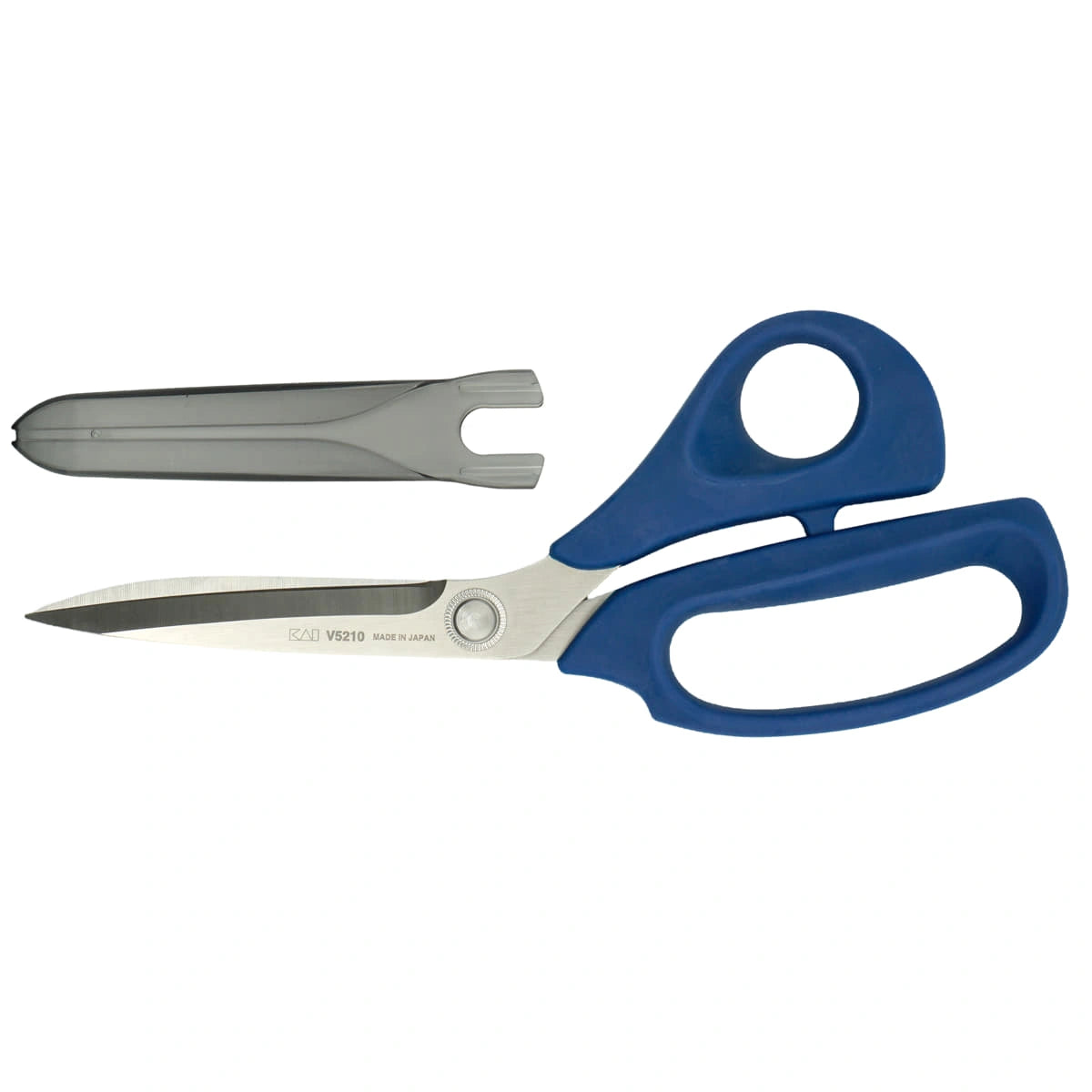 KAI V5210 stofschaar 21 cm blauw met losse beschermkap op witte achtergrond, KAI-V5210-BLUE 4901331505003 | KAI-V5210-BLUE | 4901331505003