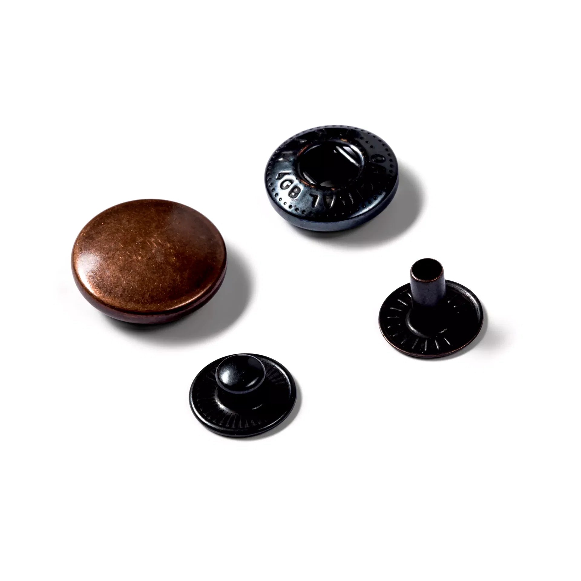 Prym Anorak drukknopen set in antiek koper en zwart, 15mm diameter | PRYM-390328 | 4002273903282