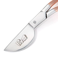 Close-up van Prym applicatieschaar met logo op het zilveren mes en rose gold handgrepen | PRYM-610570 | 4002276105706