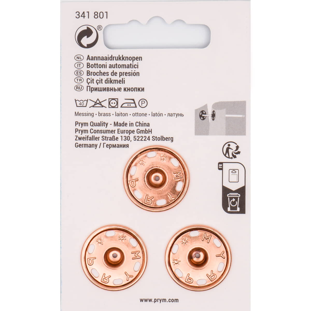 Prym drukknopen rosé goud | 21 mm | 3 stuks Drukknopen PRYM - 341801 4002273418014