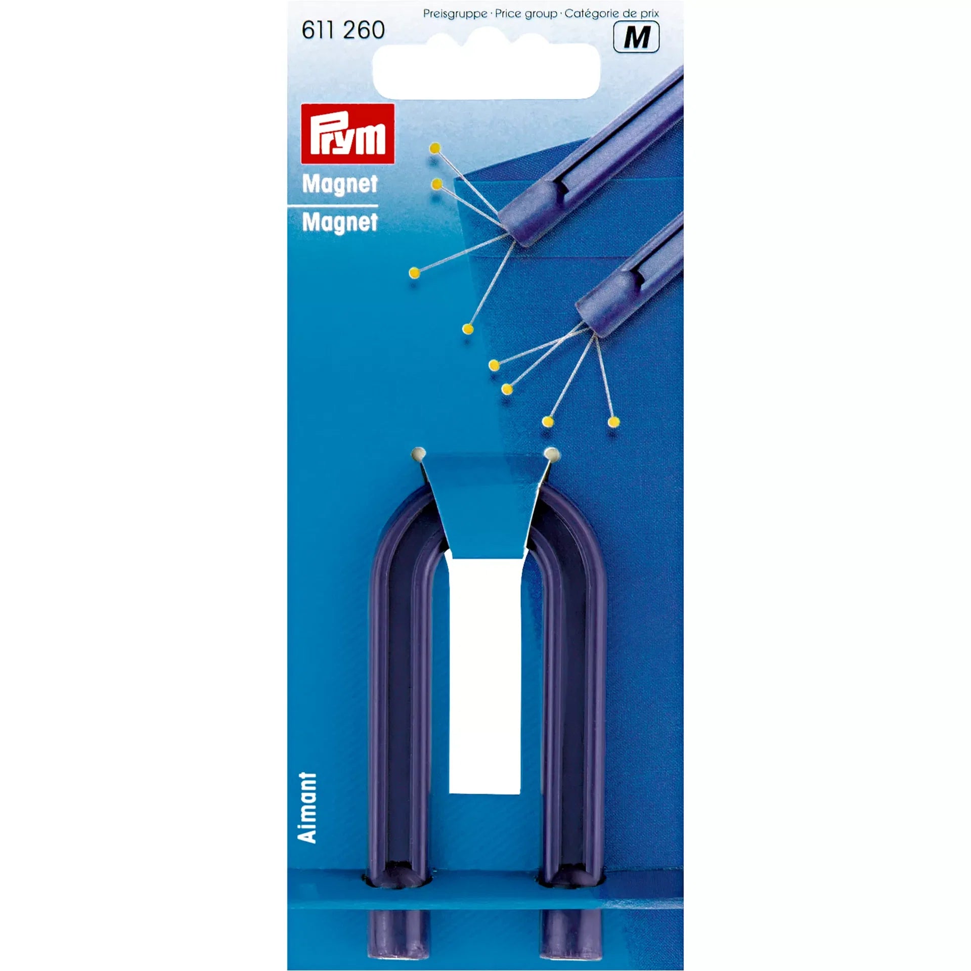 Prym hoefijzermagneet in blauwe verpakking met productinformatie, PRYM-611260 | PRYM-611260 | 4002276112605
