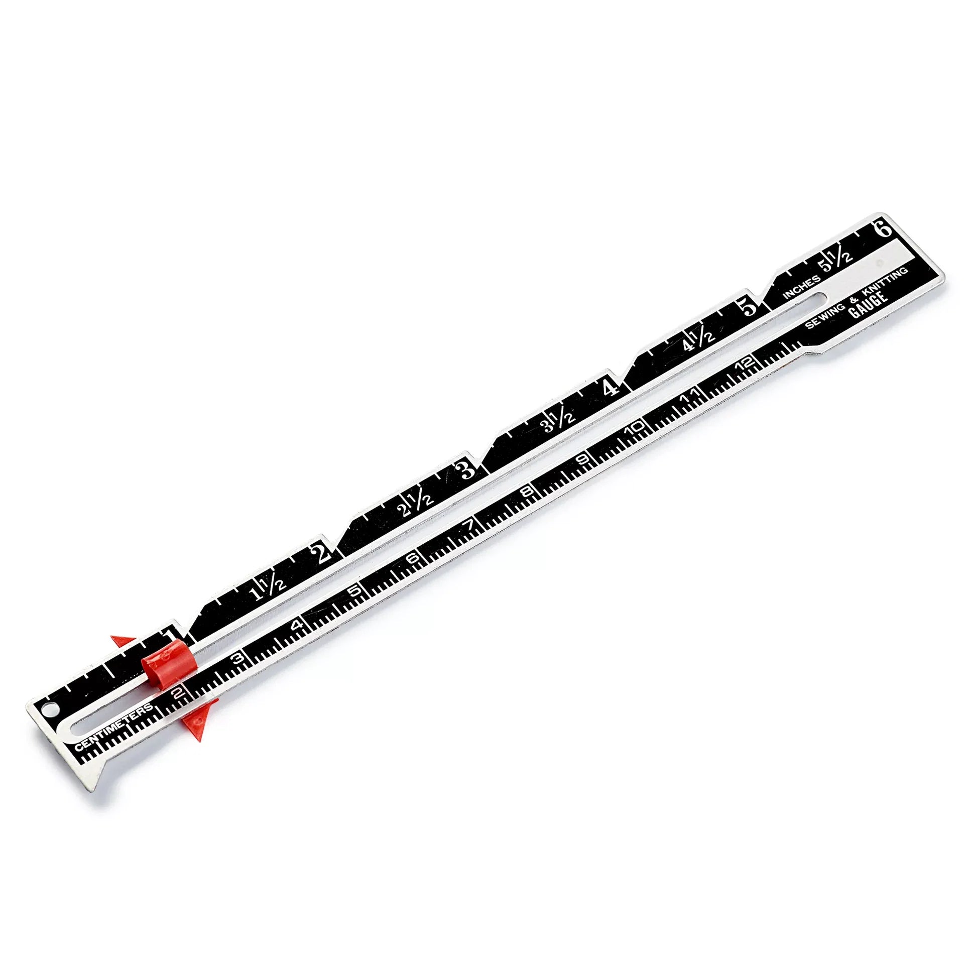Prym naai- en brei-meetinstrument met cm/inch schaalverdeling en rode schuifregelaar | PRYM-611738 | 4002276117389