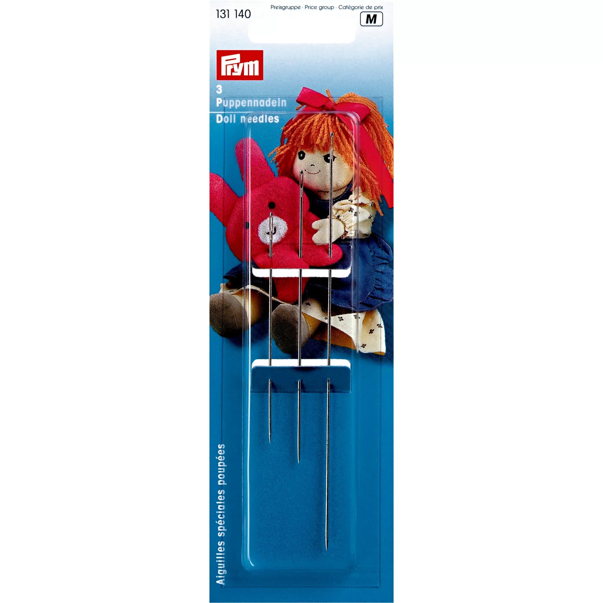 Verpakking van Prym poppennaalden met illustratie van een pop en drie zilverkleurige naalden | PRYM-131140 | 4002271311409