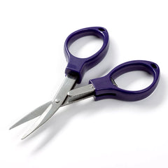 Prym vouwbare schaar 10 cm donker violet, geopend, op witte achtergrond | PRYM-611571 | 4002276115712