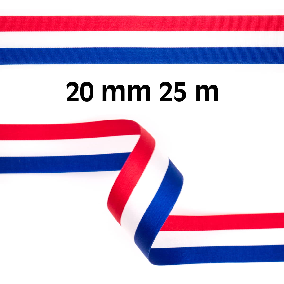 Rood wit blauw lint | 20 mm | Aanbieding 25 meter Lint RWBLINT-20MM-25M