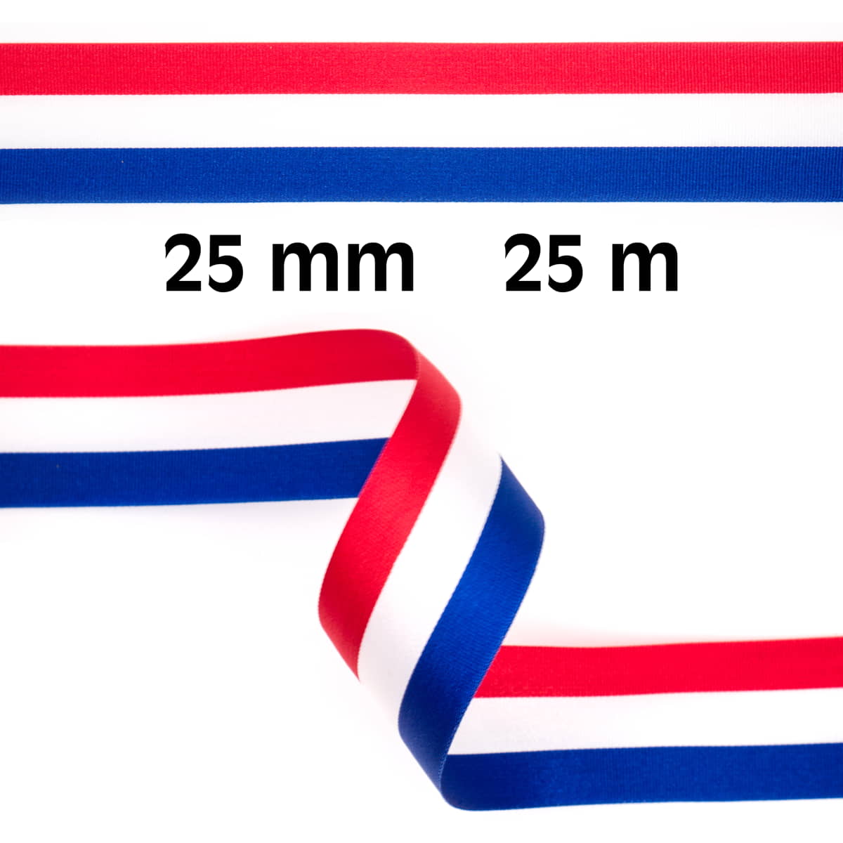 Rood wit blauw lint | 25 mm breed | Aanbieding 25 meter Lint RWBLINT-25MM-25M