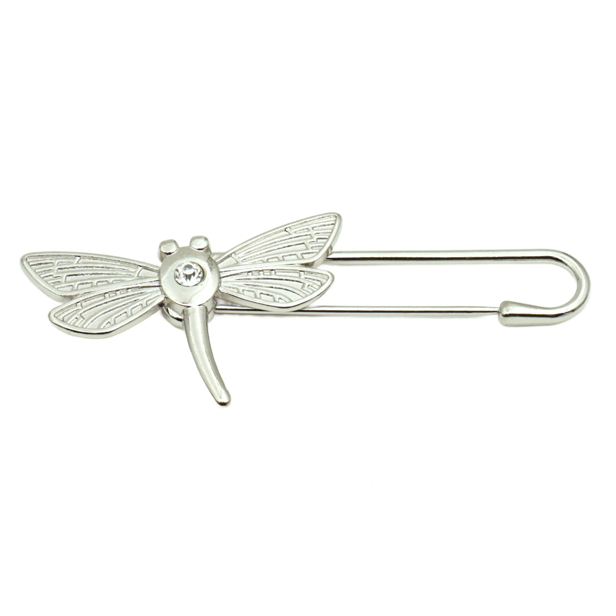 Luxe vestspeld | zilver | Libelle met Strassteentje - 7 cm breed