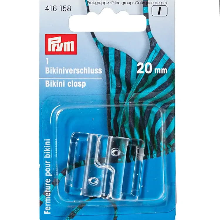 Bikinisluiting Prym 20mm plastic transparant Sluiting PRY416158 4002274161582 - Fourniturenkraam.nl