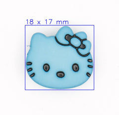 Blauwe Kitty Knoop 18x17mm Knoop KNP00042 - Fourniturenkraam.nl