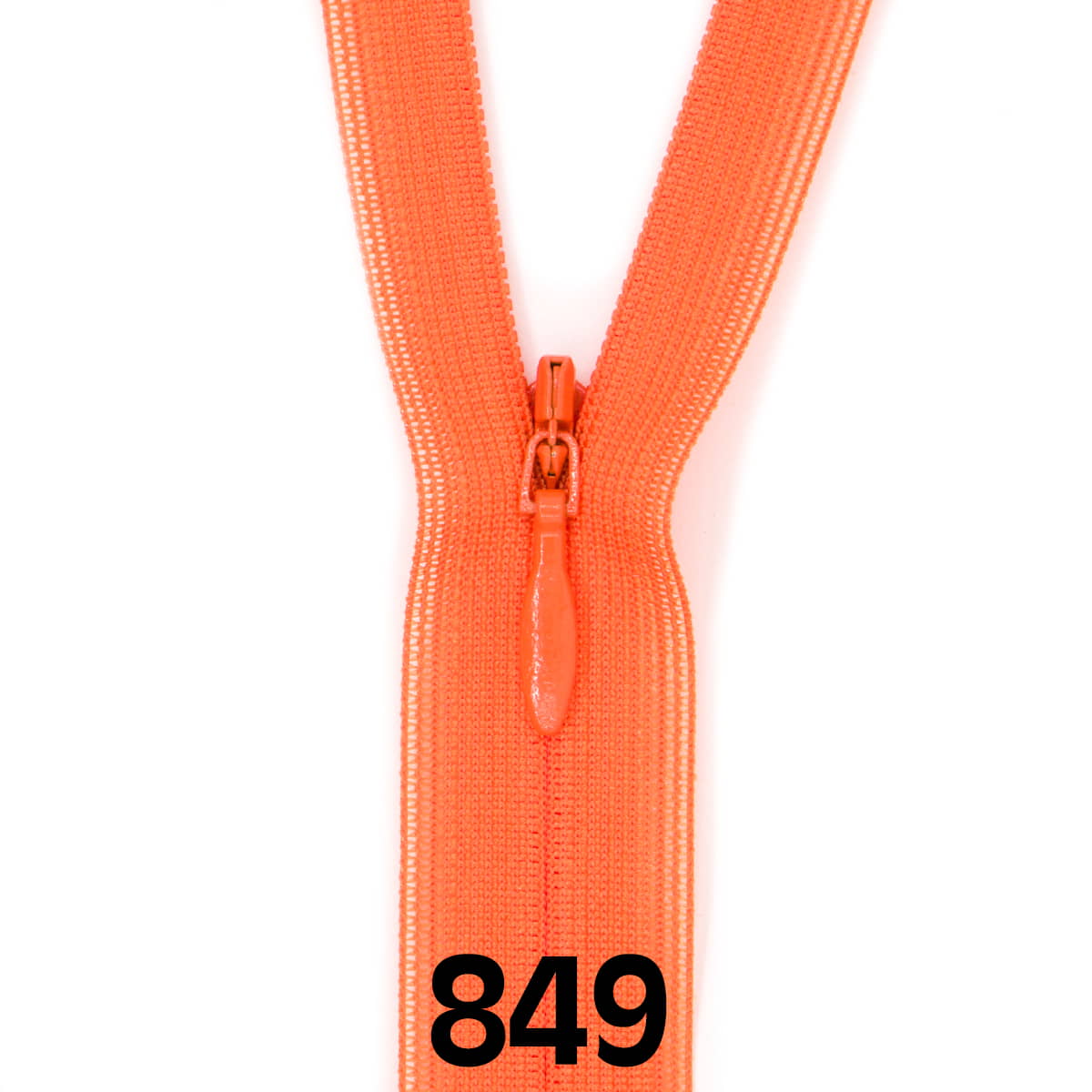 Blinde Rits 60 cm - 849 oranje Rits BLINDE-RITS-60-849 - Fourniturenkraam.nl