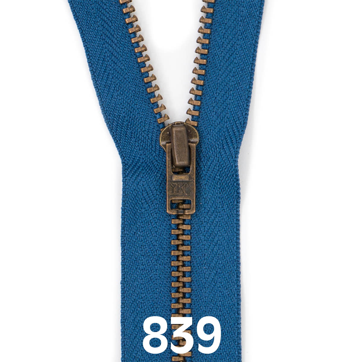 Broek rits metaal | brons fijn | 12 cm | YKK | 839 jeans blauw Rits RITS-BROEK-BRONZE-4.5-12CM-839-JEAN-BLUE - Fourniturenkraam.nl
