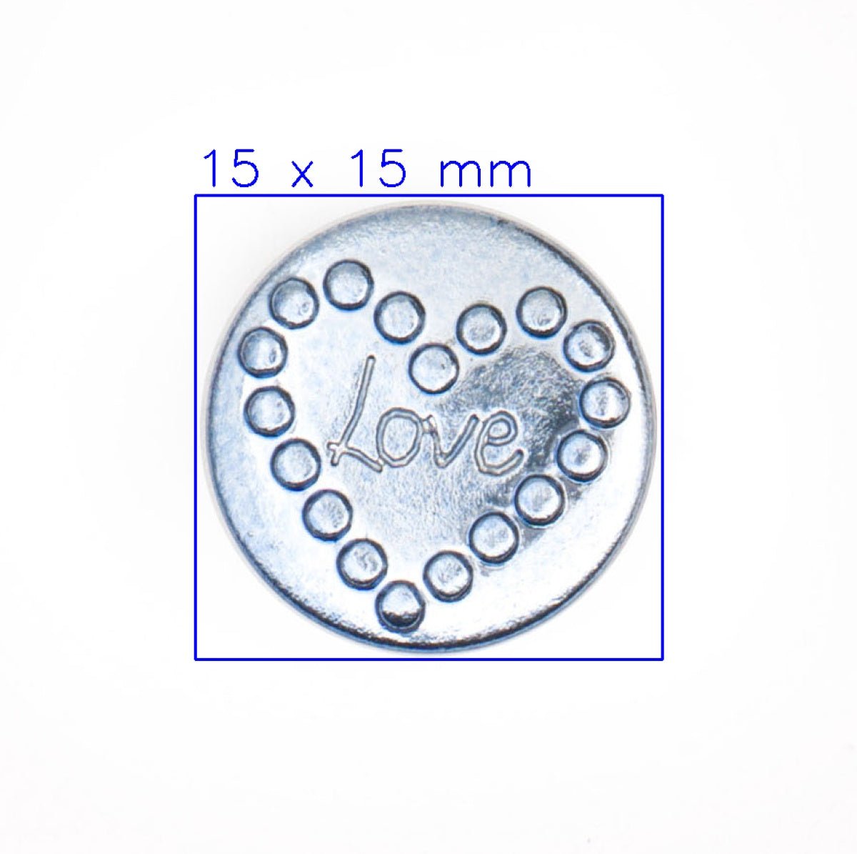 Charmante Metalen 'Love' Knoop 15x15 mm Knoop KNP00142 - Fourniturenkraam.nl