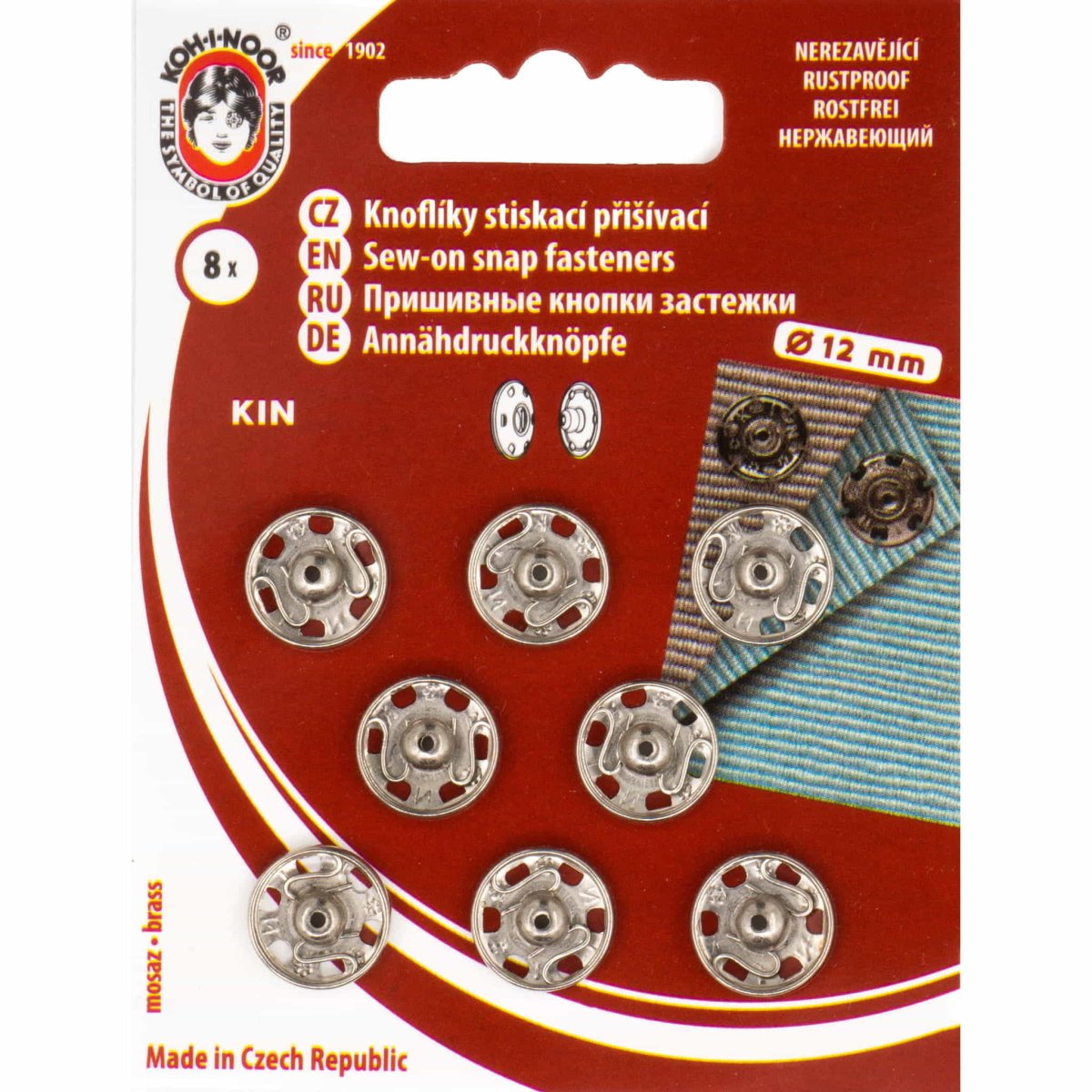 Drukknopen opnaaibaar zilver metaal 12mm 8 stuks Drukkers KOH00012 8590265100994 - Fourniturenkraam.nl