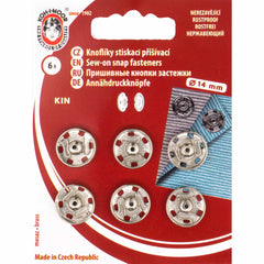 Drukknopen opnaaibaar zilver metaal 14mm 6 stuks Drukkers KOH00010a 8590265101243 - Fourniturenkraam.nl