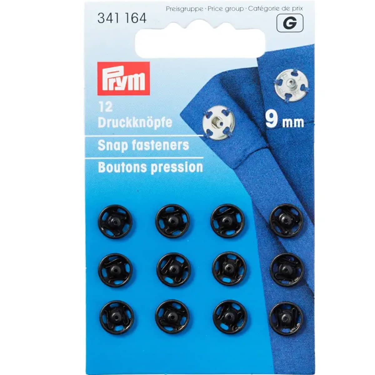 Drukknopen naaibare zwart 9 mm 12 stuks Prym 341164 Drukkers PRYM34164 - Fourniturenkraam.nl