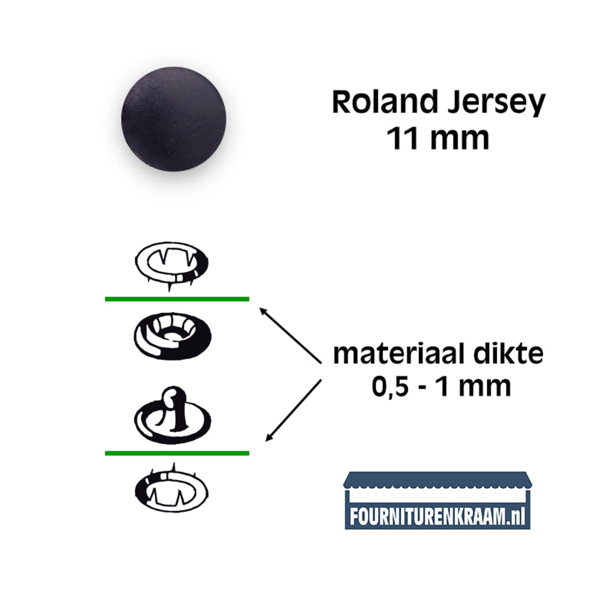 Drukknopen set | 11 mm | Roland Jersey | donkerblauw | 15 stuks KIN-11-ROLAND-DONKERBLAUW-1940 8590265080708