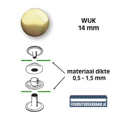 Drukknopen set | 14 mm | Wuk Anorak | messing | 10 stuks KIN-13-WUK-MESSING 8590265004728