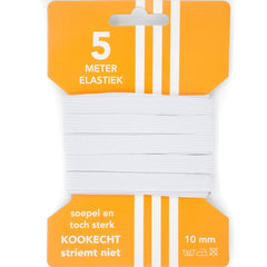 Directoire Elastiek 10 mm Wit 5 Meter Elastiek DIRECTOIRE-ELASTIEK-10MM-5M-WIT - Fourniturenkraam.nl