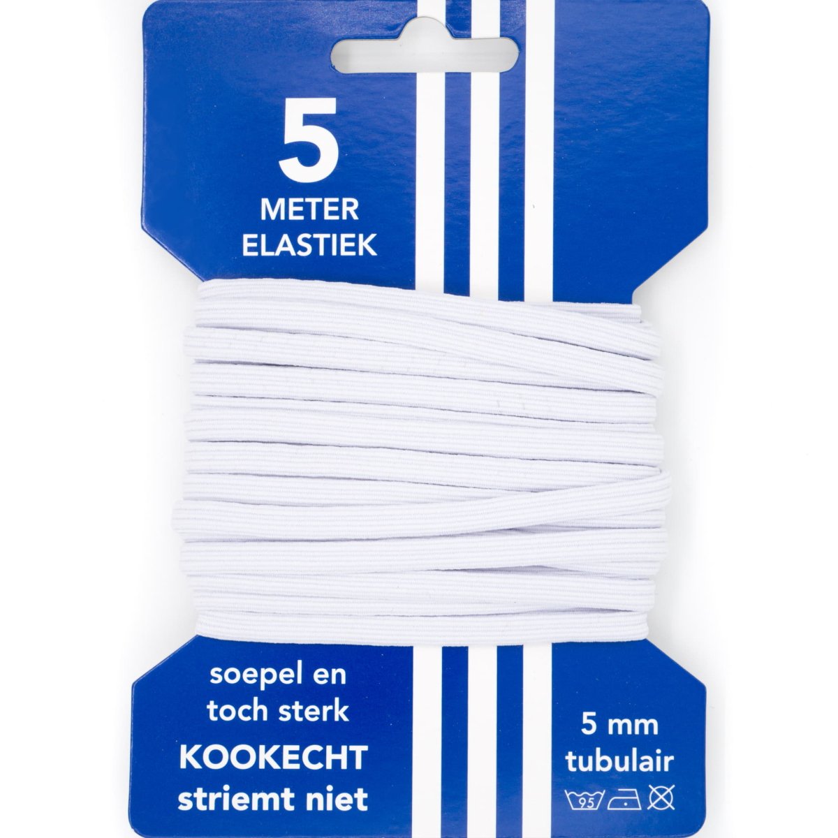 Elastiek wit 5mm breed 5m tubulair soepel Elastiek ELS00010 - Fourniturenkraam.nl