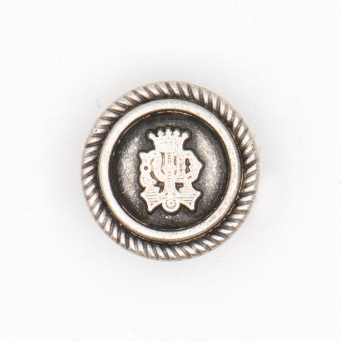Klassieke Zilveren Metalen Knoop met Wapenschild 16x15 mm Knoop KNP00158 - Fourniturenkraam.nl