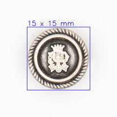 Klassieke Zilveren Metalen Knoop met Wapenschild 16x15 mm Knoop KNP00158 - Fourniturenkraam.nl