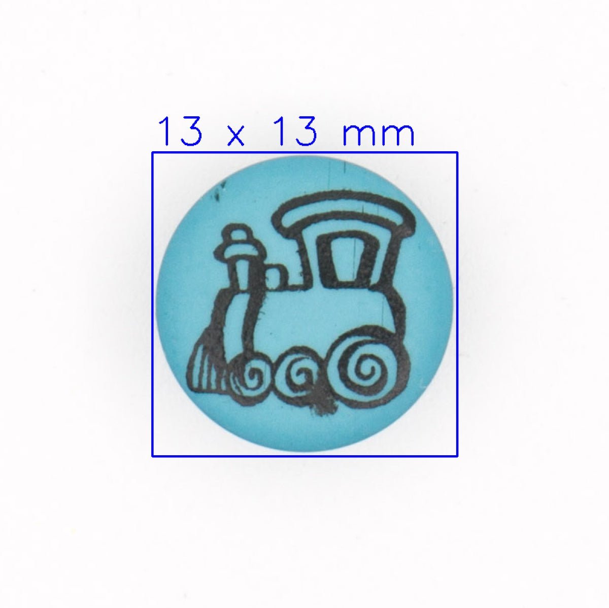 Leuke Blauwe Treinknoop voor Kinderen - 13x13 mm Knoop KNP00085 - Fourniturenkraam.nl