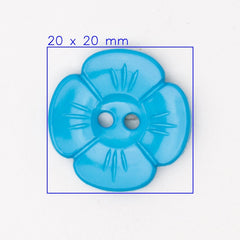 Lichtblauwe Bloemvormige Knoop, Diameter 20mm Knoop KNP00120 - Fourniturenkraam.nl