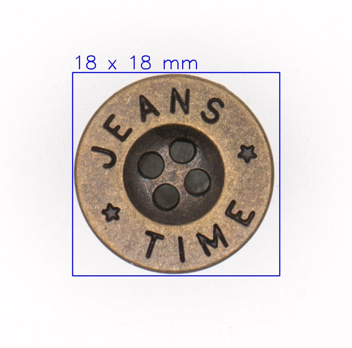 Metalen JEANS TIME Knoop - 18 mm Brons Knoop KNP00226 - Fourniturenkraam.nl