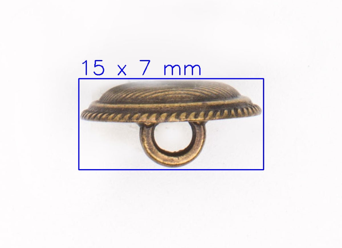 Metalen Textuur Knoop - 15 mm Brons met Schacht Knoop KNP00206 - Fourniturenkraam.nl