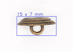 Metalen Textuur Knoop - 15 mm Brons met Schacht Knoop KNP00206 - Fourniturenkraam.nl