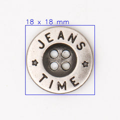 Moderne Plastic Jeansknoop JEANS TIME 18x18 mm met Zilveren Look Knoop KNP00148 - Fourniturenkraam.nl