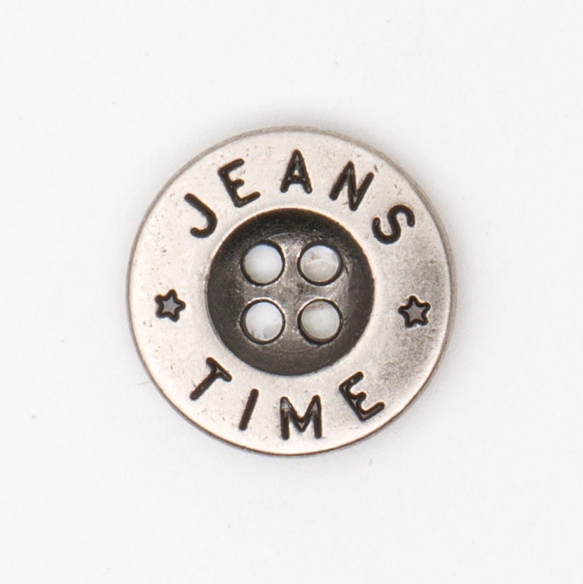 Moderne Plastic Jeansknoop JEANS TIME 18x18 mm met Zilveren Look Knoop KNP00148 - Fourniturenkraam.nl