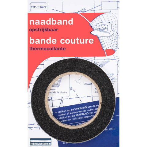 Naadband zwart opstrijkbaar 1 cm - 12,5m Vlieseline NAADBAND-1CM-ZWART-12M - Fourniturenkraam.nl