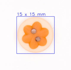 Oranje Bloemvormige Knoop 15mm Knoop KNP00124 - Fourniturenkraam.nl
