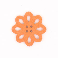 Oranje Houten Bloem Knoop 21x22mm Knoop KNP00043 - Fourniturenkraam.nl