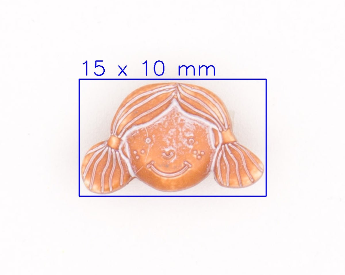 Oranje Meisjesgezicht Knoop 15x10mm Knoop KNP00041 - Fourniturenkraam.nl