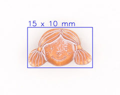 Oranje Meisjesgezicht Knoop 15x10mm Knoop KNP00041 - Fourniturenkraam.nl