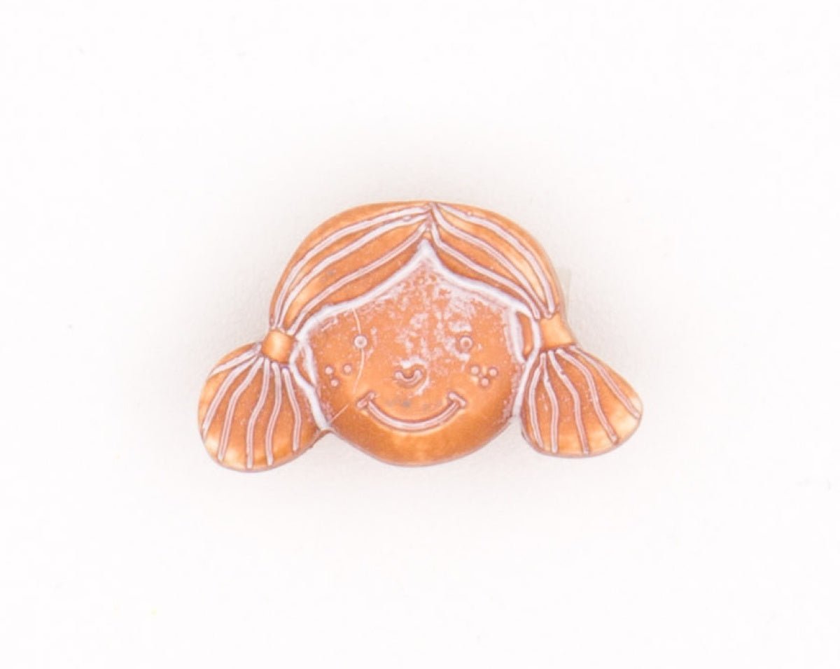 Oranje Meisjesgezicht Knoop 15x10mm Knoop KNP00041 - Fourniturenkraam.nl