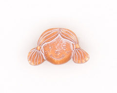 Oranje Meisjesgezicht Knoop 15x10mm Knoop KNP00041 - Fourniturenkraam.nl