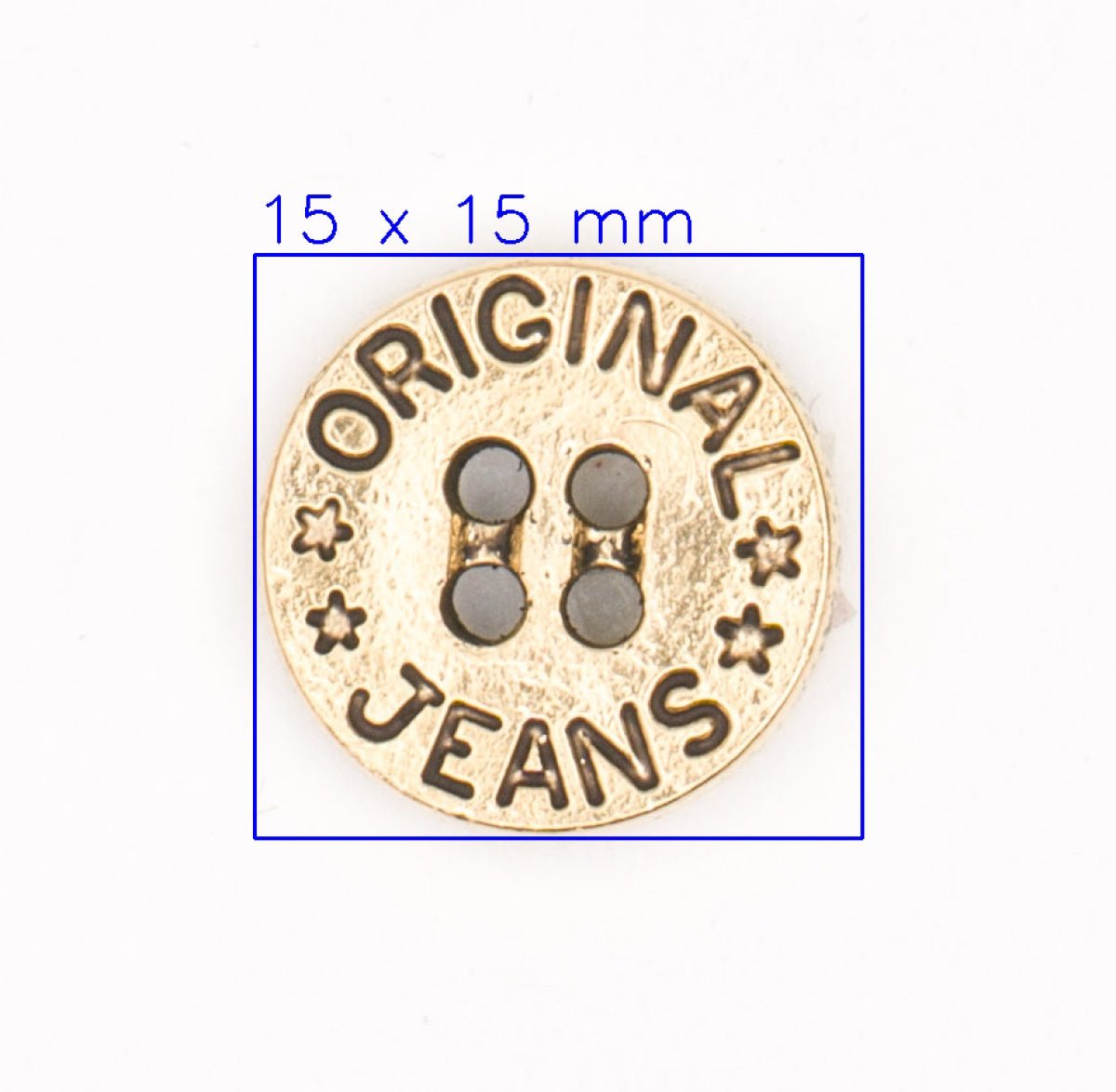 Original Jeans Plastic Knoop met Gouden Metaal Look 15x15 mm Knoop KNP00153 - Fourniturenkraam.nl