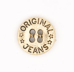 Original Jeans Plastic Knoop met Gouden Metaal Look 15x15 mm Knoop KNP00153 - Fourniturenkraam.nl