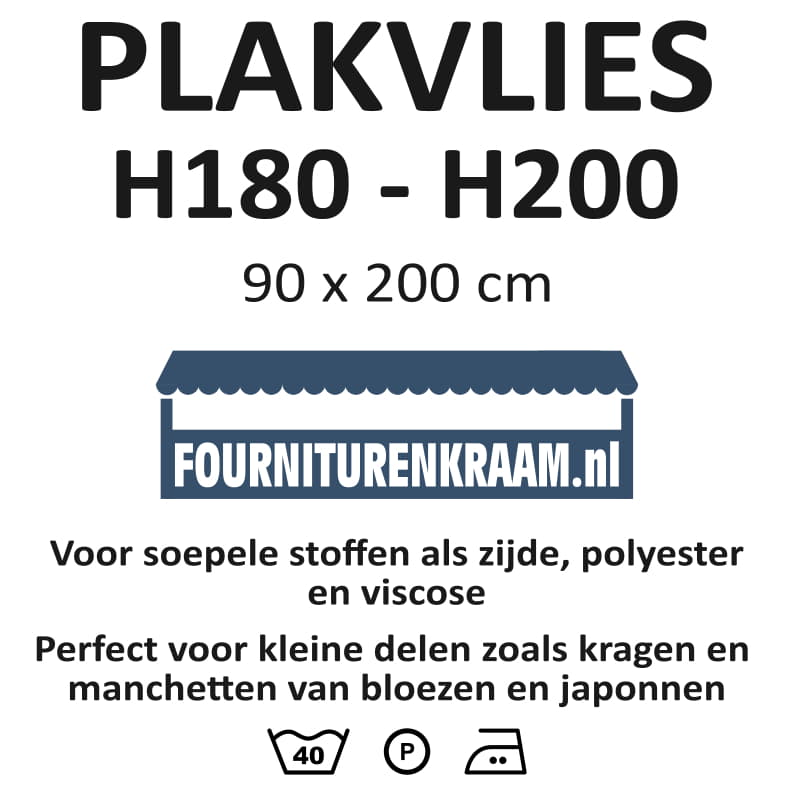 Plakvlies standaard H180 - H200 90x200cm PLAKVLIES-STND-90X201 - Fourniturenkraam.nl